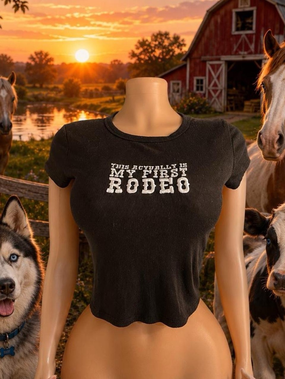 Black 'My First Rodeo' Women's Graphic Tee